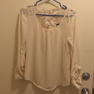 Beige shirt with lace up back